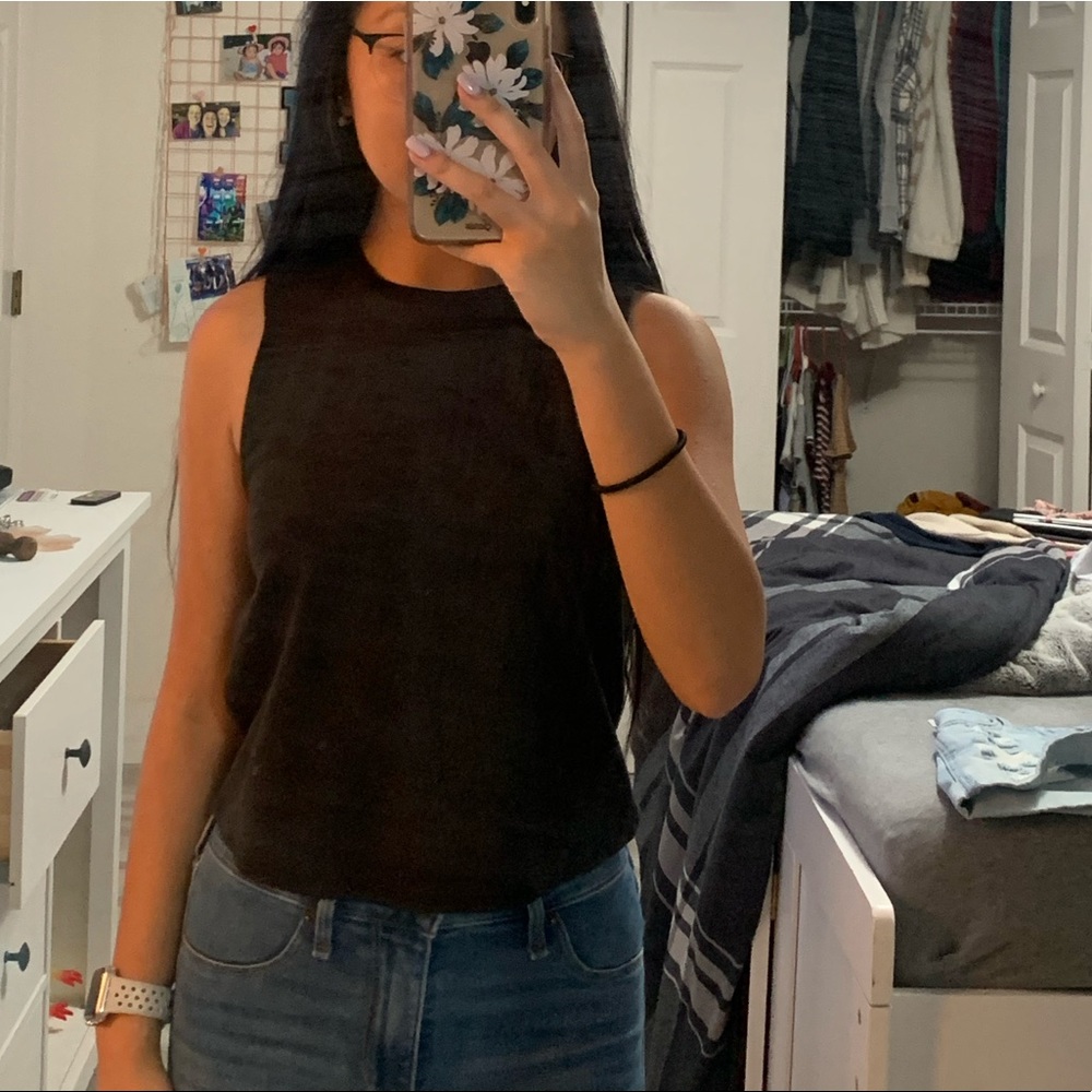 Suede Black Zara Tank Crop Top - Picture 2 of 4
